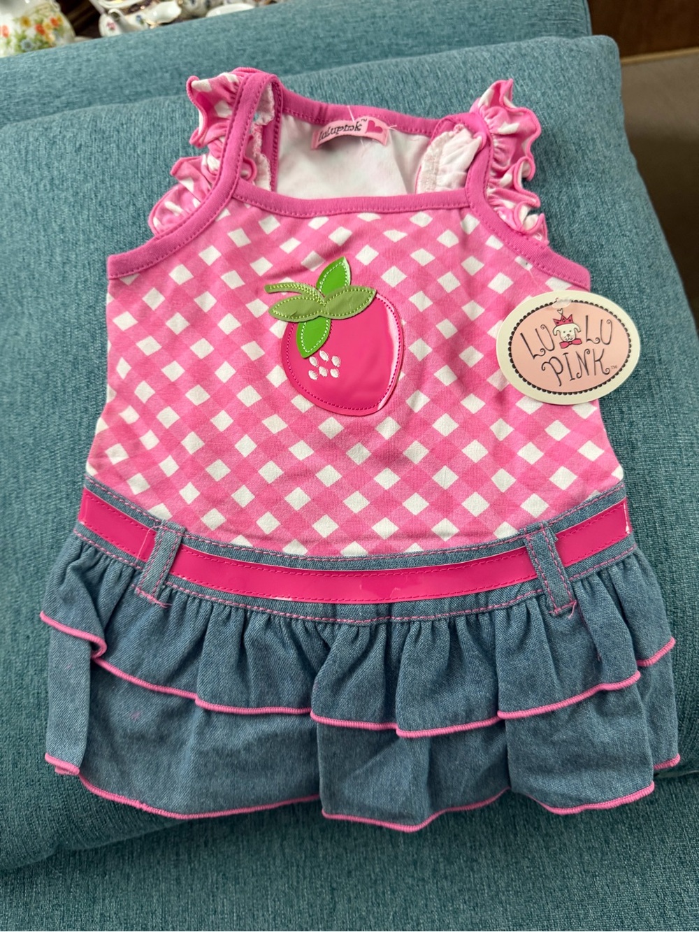 Pink Gingham Strawberry Dog Dress